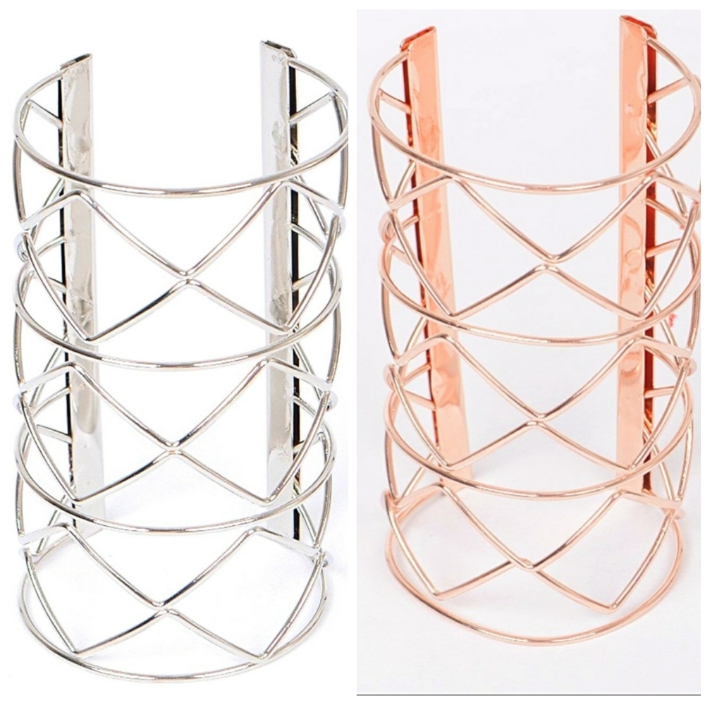 Set of Open Cut Metallic Cuff Bracelets - Picture 1 of 6